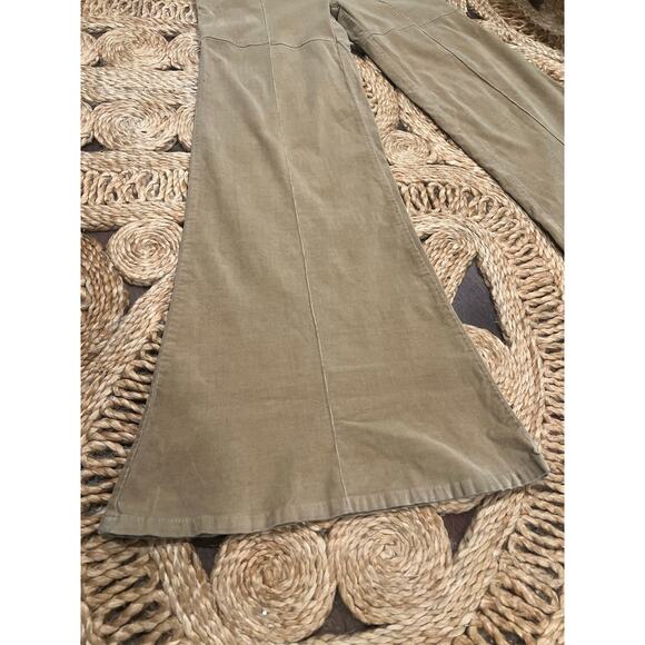 Vintage Y2K Bisou-Bisou corduroy Bell Bottom low waisted Pants 8 Tan - Picture 7 of 8